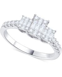 Macy's - Diamond Emerald Shaped Cluster Three Stone Ring (1/2 Ct. T.w. - Lyst