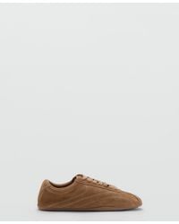 Mango - Contrasting Panel Leather Sneakers - Lyst