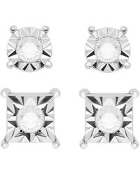 Macy's - Diamond Round And Square Stud Earring Set ( 1/6 Ct. T.w. - Lyst