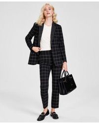 Anne Klein - Mid Rise Grace Pants Pleated Harmony Knit Top Plaid One Button Blazer - Lyst