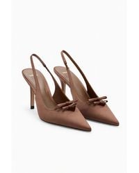 Mango - Satin Pointed-toe Slingback Stiletto Pumps - Lyst