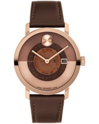 Movado - Bold Evolution 2.0 Swiss Quartz Chocolate Nappa Leather Watch 40mm - Lyst