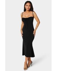 Bebe - Bow Front Bustier Knit Slip Midi Dress - Lyst