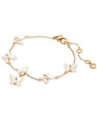 Kate Spade - Gold-tone Cubic Zirconia & Mother-of-pearl Butterfly Link Bracelet - Lyst