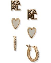 Karl Lagerfeld - 3-pc. -tone Pave Earrings Set - Lyst