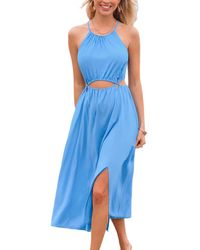 CUPSHE - Midsummer Glow Blue Maxi Beach Dress - Lyst