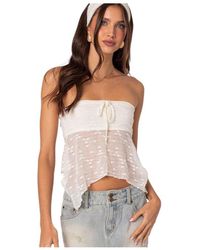 Edikted - Embroidered Sheer Strapless Top - Lyst