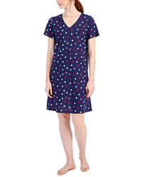 Charter Club - Cotton Printed Lace-trim Nightgown - Lyst