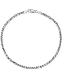 Italian Silver - Solid Wheat Chain Bracelet - Lyst