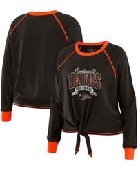 WEAR by Erin Andrews - Black/orange Cincinnati Bengals Plus Size Tie-front Long Sleeve Top - Lyst