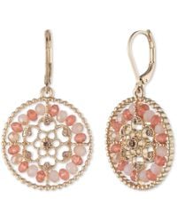 Lonna & Lilly - Gold-tone Crystal & Stone Beaded Openwork Flower Drop Earrings - Lyst