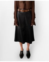 Mango - Leather Effect Midi Skirt - Lyst