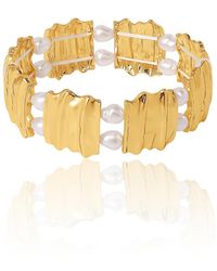 BCBGMAXAZRIA - Gold-tone Sculpted Stretch Bracelet - Lyst