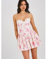 sacha white lace drop waist corset puffy mini dress Miss Circle Women's Sacha White Lace Drop Waist Corset Puffy Mini Dress