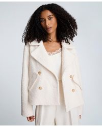 Kenneth Cole - Cropped Double-breasted Peacoat Jacket - Lyst