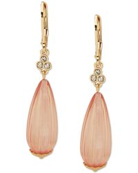 Lonna & Lilly - Gold-tone Pave & Fluted Bead Drop Earrings - Lyst