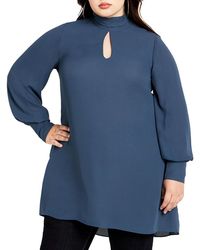 City Chic - Plus Size Neck Tie Tunic Top - Lyst