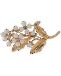 Anne Klein - Gold-tone Pave & Stone Flower Pin - Lyst