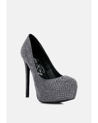 LONDON RAG - Clarisse Diamante Faux Suede High Heeled Pumps - Lyst
