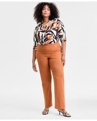 INC International Concepts - Plus Size Mid-rise Pull-on Straight-leg Pants - Lyst