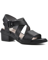 White Mountain - Cordovan Stacked Heel Strappy Dress Sandals - Lyst