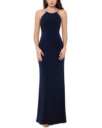 Betsy & Adam - Petite Embellished-strap Sleeveless Gown - Lyst