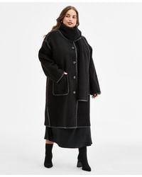 BCBGMAXAZRIA - Plus Size Button-front Edge-stitch Scarf Coat - Lyst