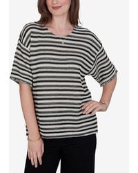 Ruby Rd. - Petite Textured Stripe Fringe Sleeve T-shirt - Lyst