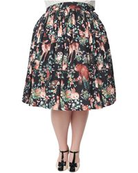 Unique Vintage - Plus Size Printed Woven Gellar Swing Skirt - Lyst
