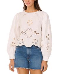 Vince Camuto - Lattice-trim Embroidered Top - Lyst