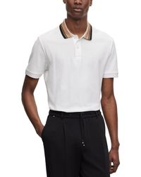 BOSS - Boss By Striped Collar Slim-fit Polo Shirt - Lyst