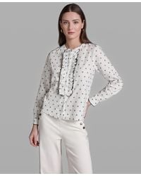 BCBGMAXAZRIA - Long-sleeve Collared Printed Top - Lyst