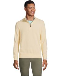 Lands' End Bedford Rib Quarter Zip Sweater in White for Men | Lyst