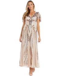 R & M Richards - Petite Sequin Embellished Flutter-sleeve Gown - Lyst