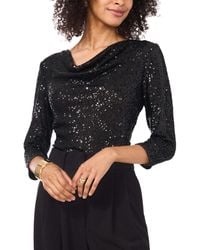 Vince Camuto - Sequined Cowlneck 3/4-sleeve Top - Lyst