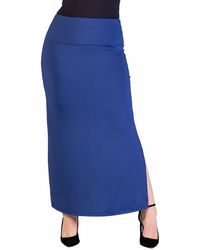 24seven Comfort Apparel - Plus Size Versatile Elastic Waist Maxi Skirt - Lyst
