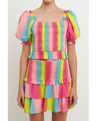 Endless Rose - Ombre Stripe Smocked Top - Lyst