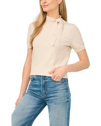 Cece - Scarf Tie Mock Neck Short-sleeve Viscose Sweater - Lyst