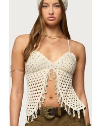 Edikted - maggie Bead Split Front Backless Crochet Top - Lyst