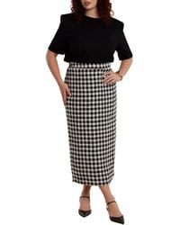 Eloquii - Plus Size Houndstooth Column Maxi Skirt - Lyst