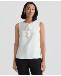 Kasper - Ruffle Front Sleeveless Jewel Neck Blouse - Lyst