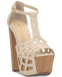 Jessica Simpson - Delei Platform High Heel Raffia Dress Sandals - Lyst