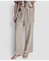 DKNY - Petite Smocked Encased Elastic Waistband Ankle Length Pants - Lyst