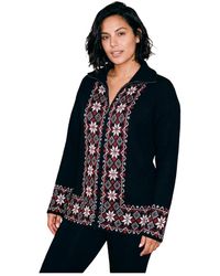 Avenue - Plus Size Fair-isle Zip-front Cardigan - Lyst