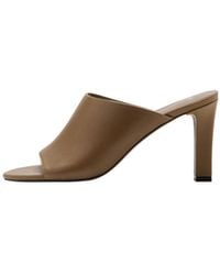 Mango - Wide Strap Slingback Leather Sandals - Lyst
