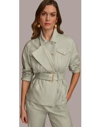 Donna Karan - Belted Cotton Utility Jacket - Lyst