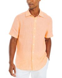 Nautica - Classic-fit Solid Linen Short-sleeve Shirt - Lyst