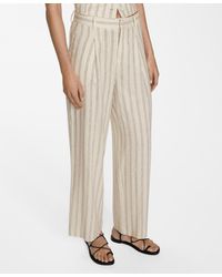 Mango - Striped Linen-blend Pants - Lyst