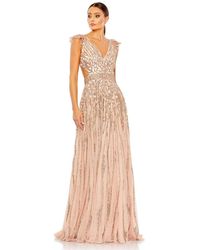 Mac Duggal - Sequined Flutter Cap Sleeve Cut Out A Line Gown - Lyst