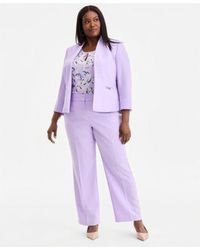Kasper - Plus Size 3 4 Sleeve Seamed Crepe Open Front Jacket Stretch Crepe Fly Front Trousers - Lyst